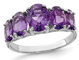 3.40 Carat (ctw) Five-Stone Amethyst Ring in Sterling Silver